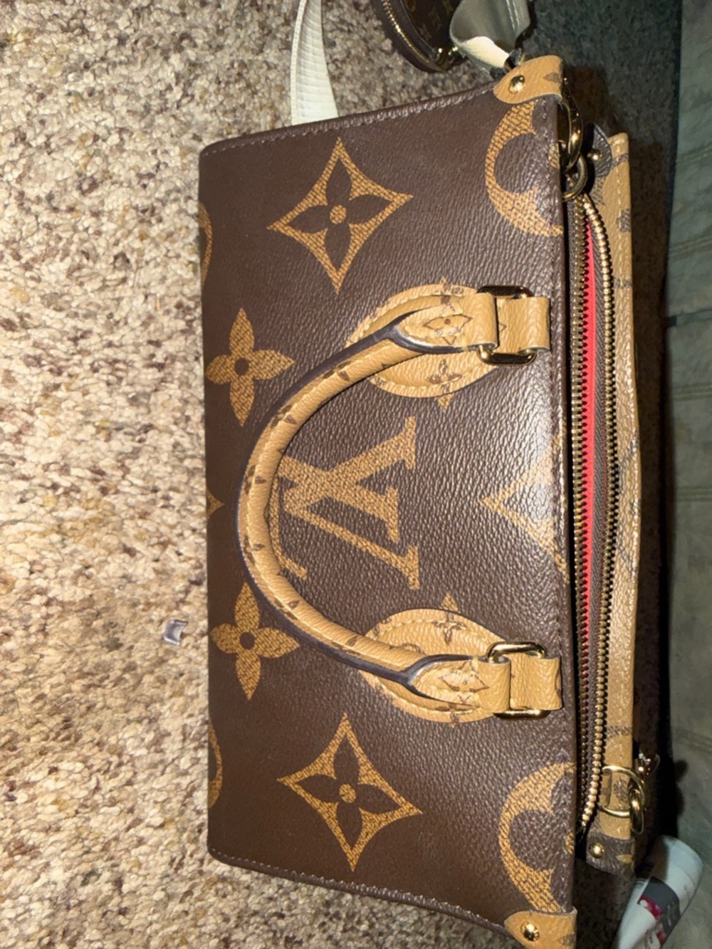 Monogram Canvas Brown Satchel with Tan Trim